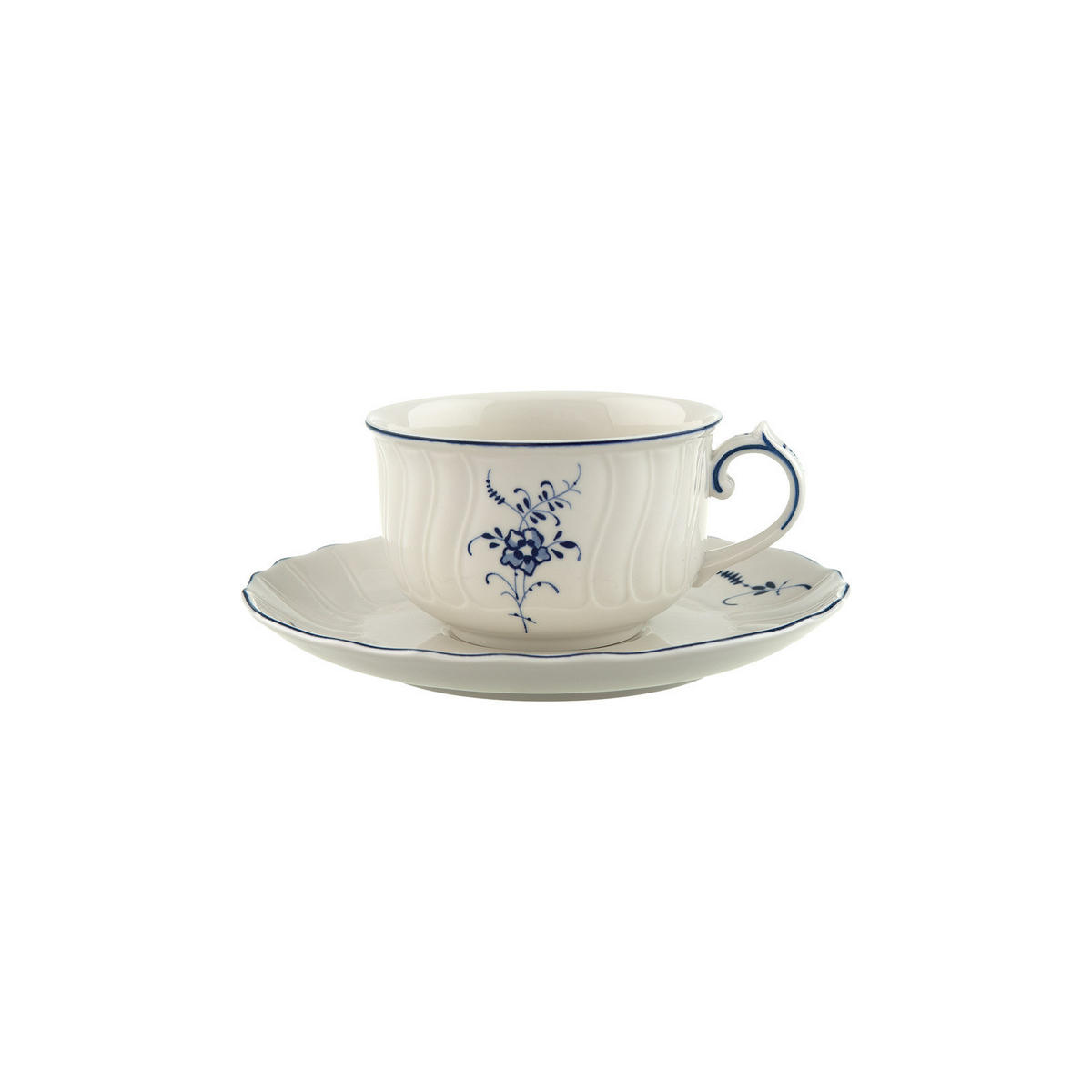 TEETASSE MIT UNTERTASSE Vieux Luxembourg weiß-blau 150 ml - Blau/Weiß, Keramik (0.15L) - Villeroy & Boch