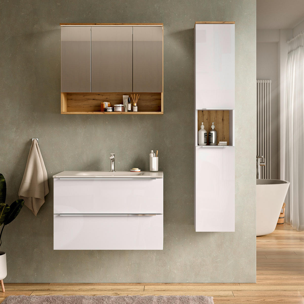 HOME24 Waschtischunterschrank Malba Typ B - Weiß Hochglanz, Holzwerkstoff (80/54/47cm) - home24