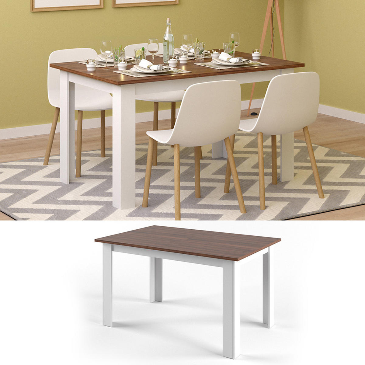 ESSTISCH Karlos Nussbaum 140 x 90 cm - Walnussfarben, Holzwerkstoff (90/140/76cm) - Vicco
