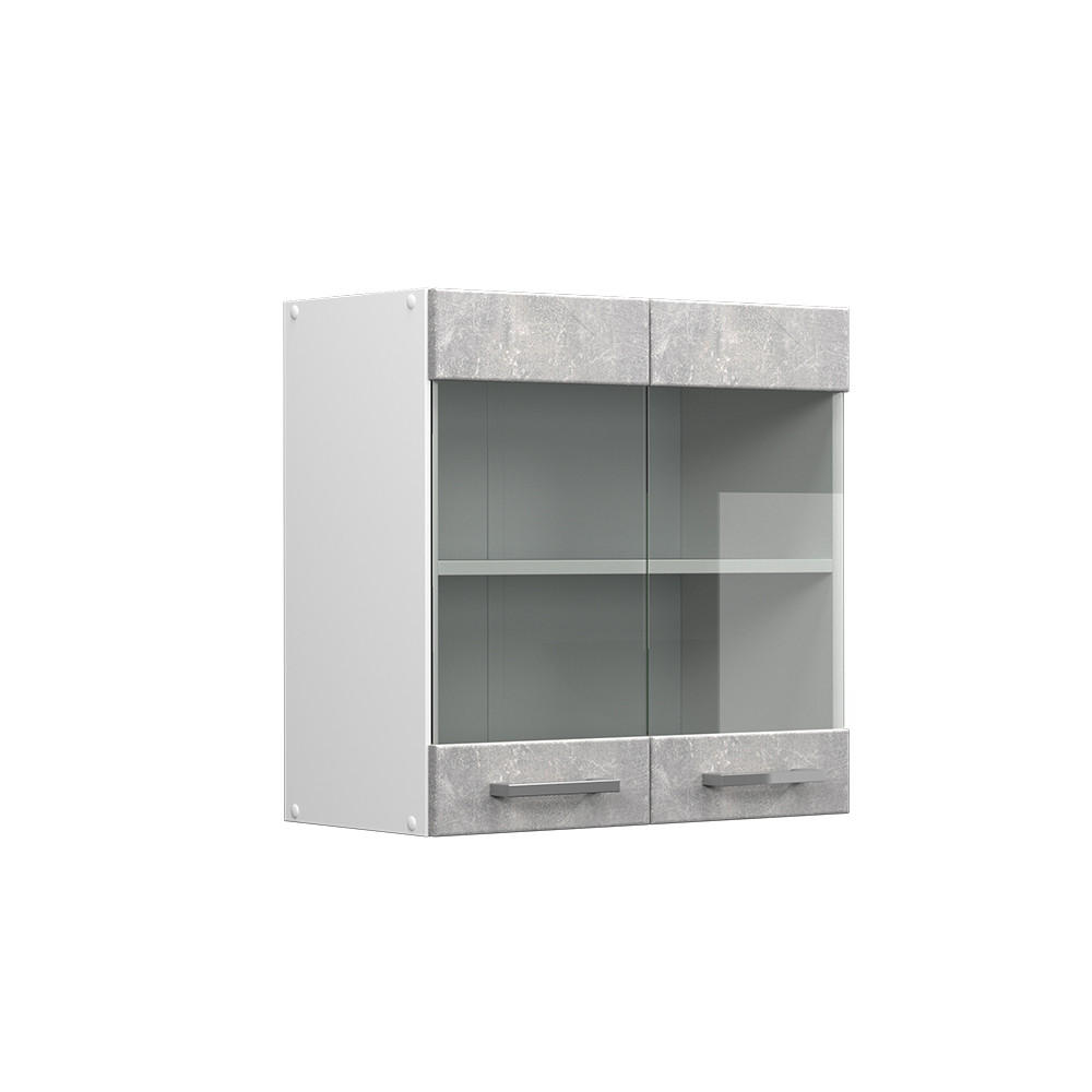 KÜCHENGLASSCHRANK R-Line Beton 60 cm - Schieferfarben/Hellgrau, Holzwerkstoff (60/60/31cm) - Vicco