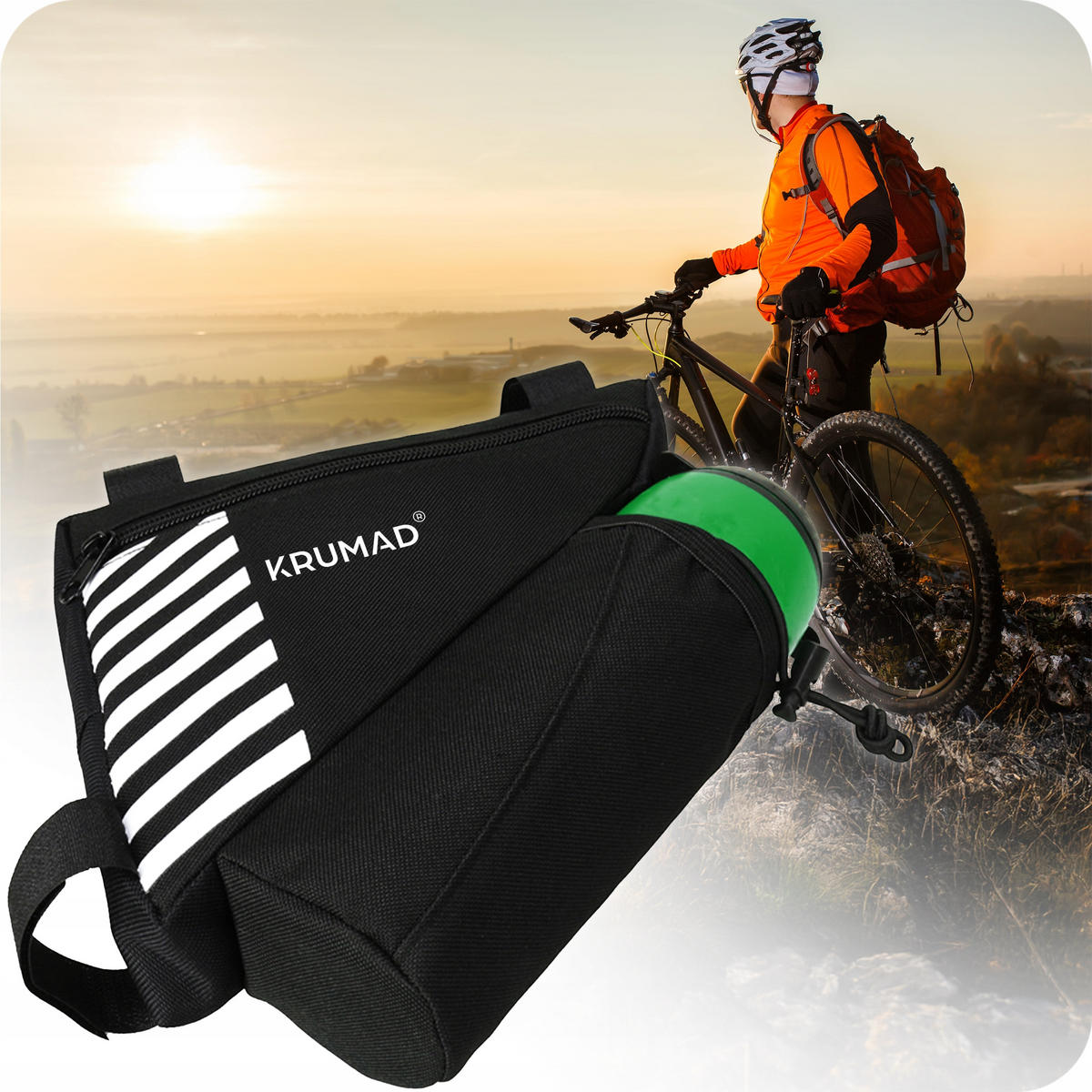 FAHRRADRAHMENTASCHE Dreiecktasche Wasserdicht Satteltasche für Fahrrad - Schwarz, Textil (20.5/18/5cm) - KRUMAD