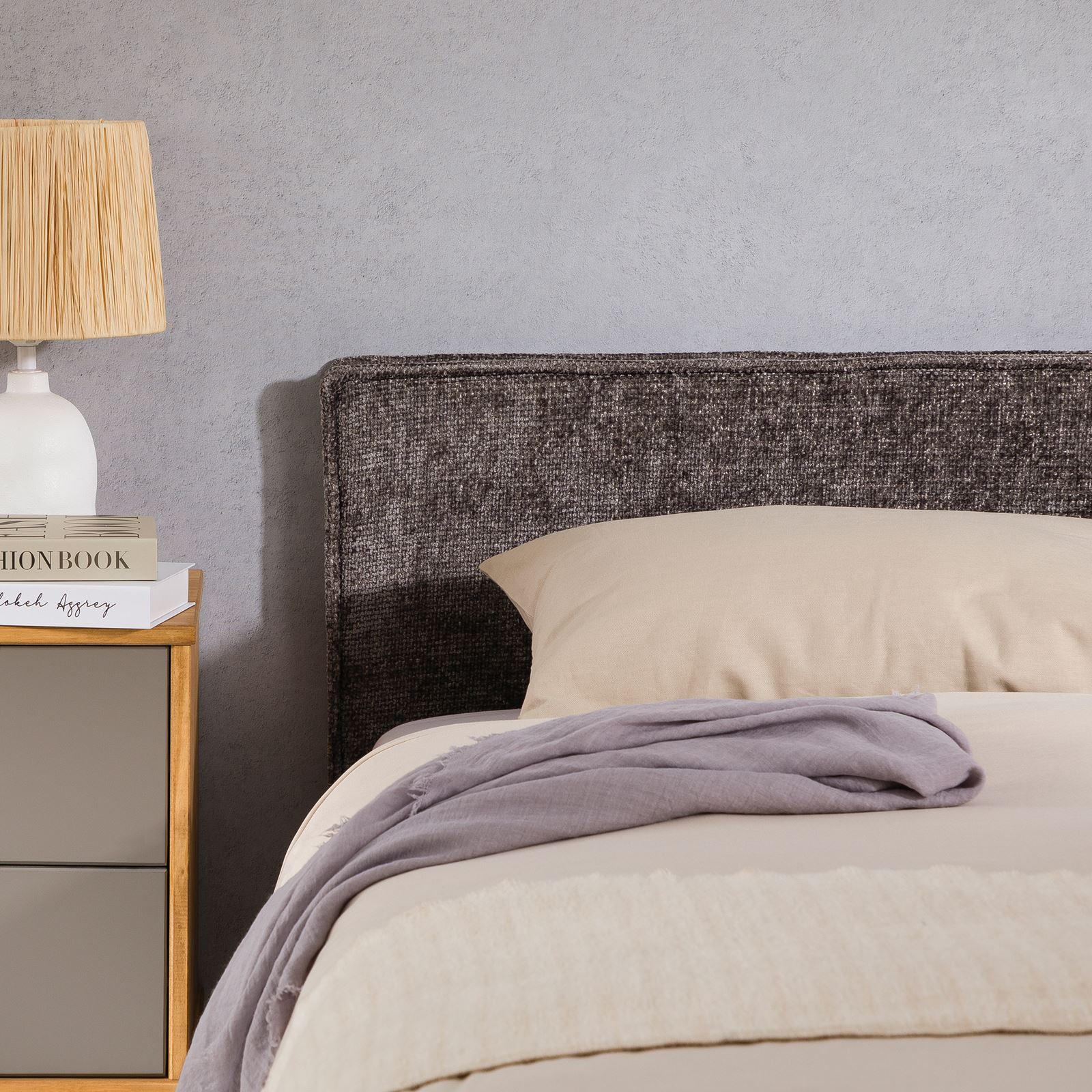 KOPFTEIL YOLAN 90X190 CM - Grau, Textil (91/69/6cm) - IDIMEX