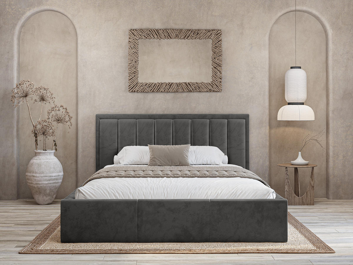 POLSTERBETT Sitia 160x200 cm, Grau - Grau, Textil (160/200cm) - Fedve
