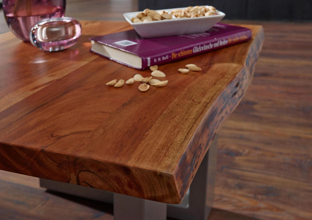 COUCHTISCH Akazie 60x60x45 walnuss lackiert FREEFORM 2 #09 - Dunkelbraun, Holz (60/60/45cm) - Massivmoebel24