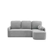 ECKSOFA CASPER L Rechts mit Schlaffunktion 132x198 Cord Grau - Schwarz/Grau, Holz/Kunststoff (145/217cm) - Muffo