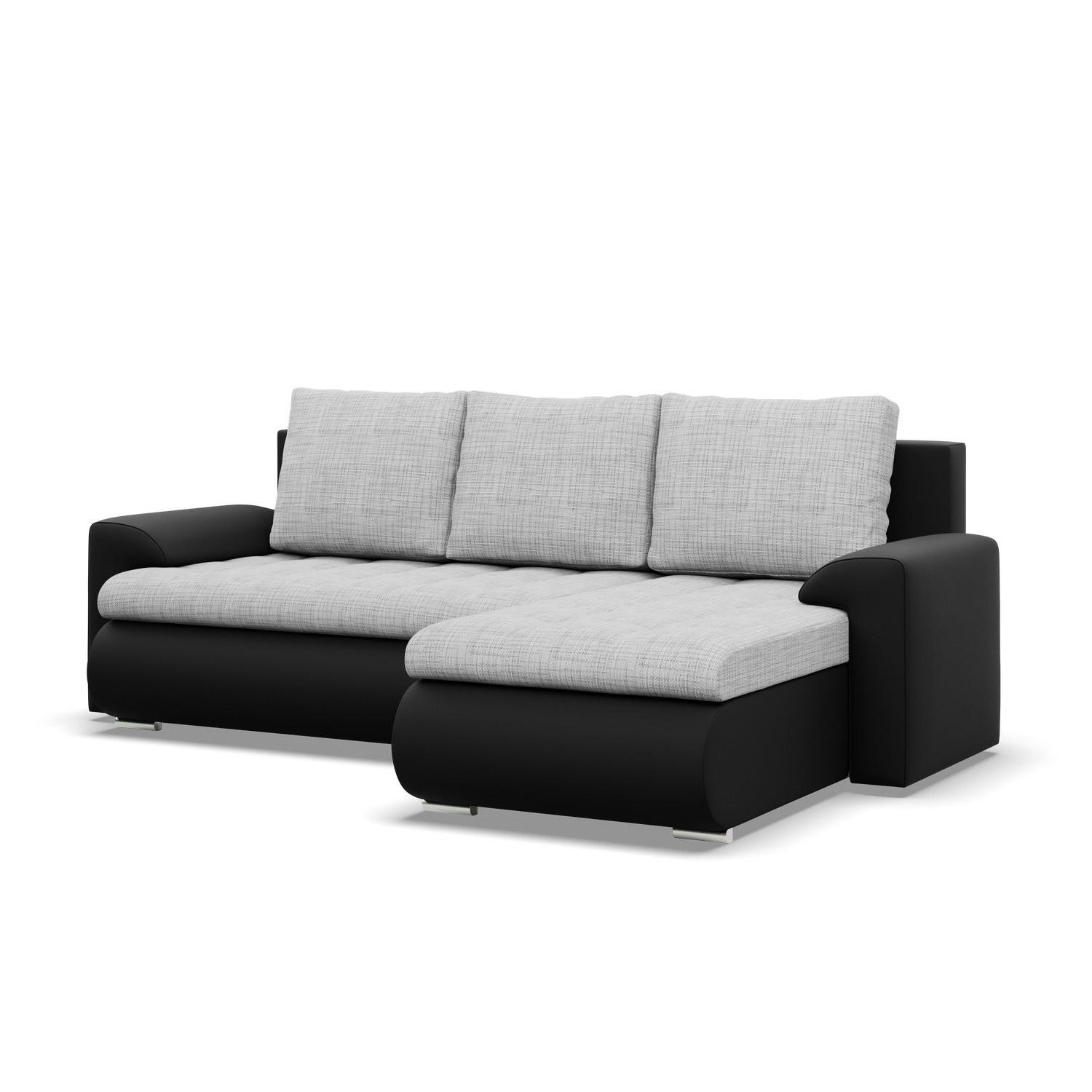 ECKSOFA RECHTS MIT SCHLAFFUNKTION FORESTA, Grau + Schwarz - Schwarz/Grau, Textil (230/159cm) - Mebligo