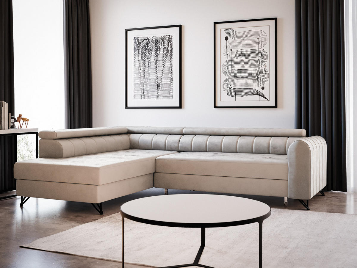 ECKSOFA Alice, Seite: Links - Beige, Holz/Textil (250/179cm) - Sofnet