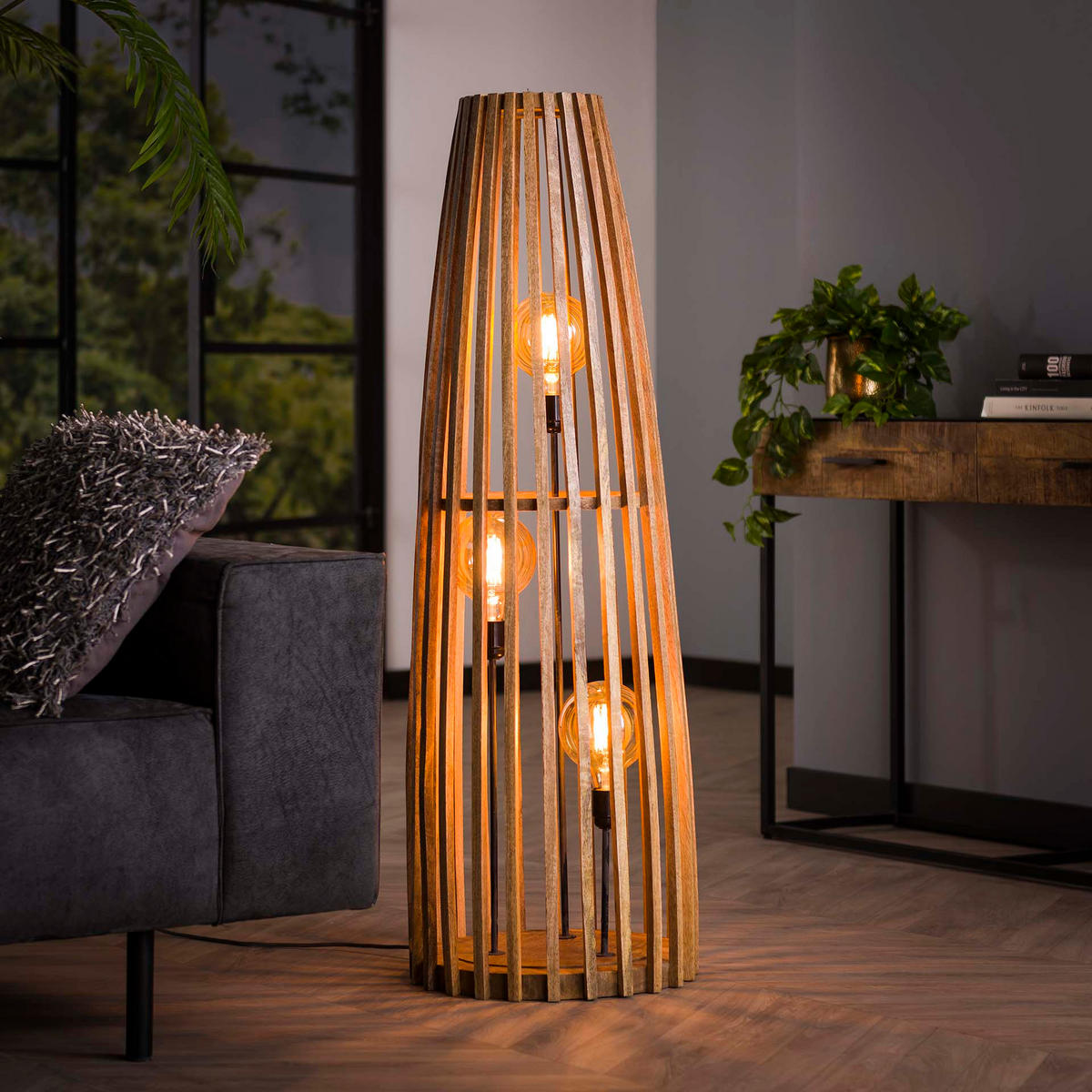 STEHLEUCHTE Launch Braun 40/40/123 cm - Braun, Holz (40/40/123cm) - Hoyz Collection