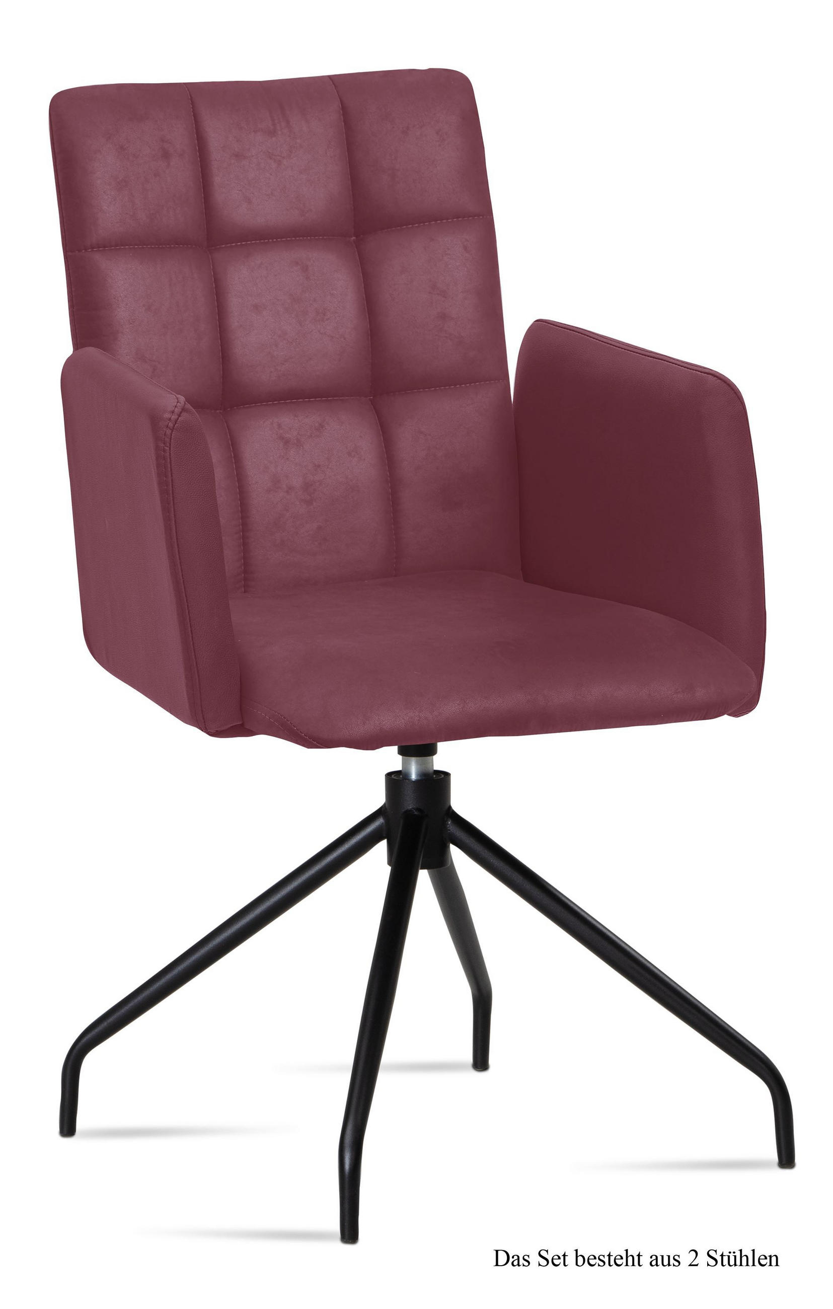 ARMLEHNSTUHL drehbar (2er-Set) Dollie 52x91x60 Schwarz/Marsala - Brombeere/Schwarz, Kunststoff (60/91/52cm) - 58aufmkessel