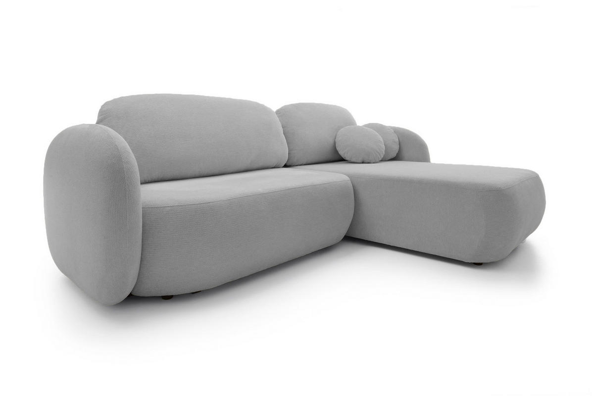 ECKSOFA OLIO L-Form Schlaffunktion mit Bettkasten, lose Rückenkissen, freistehend, RECHTS 248x174 cm Silver-coloured - Grau, Holz/Textil (248/174cm) - DomoHome