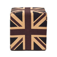SITZWÜRFEL Union Jack im Vintage-Stil, 36/36/38 cm - Dunkelblau, Textil (36/38/36cm) - Homescapes