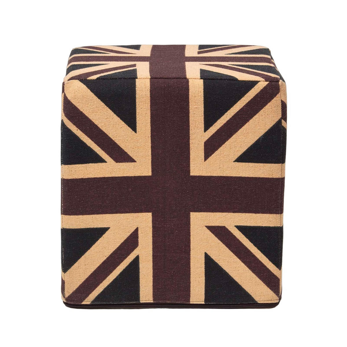 SITZWÜRFEL Union Jack im Vintage-Stil, 36/36/38 cm - Dunkelblau, Textil (36/38/36cm) - Homescapes
