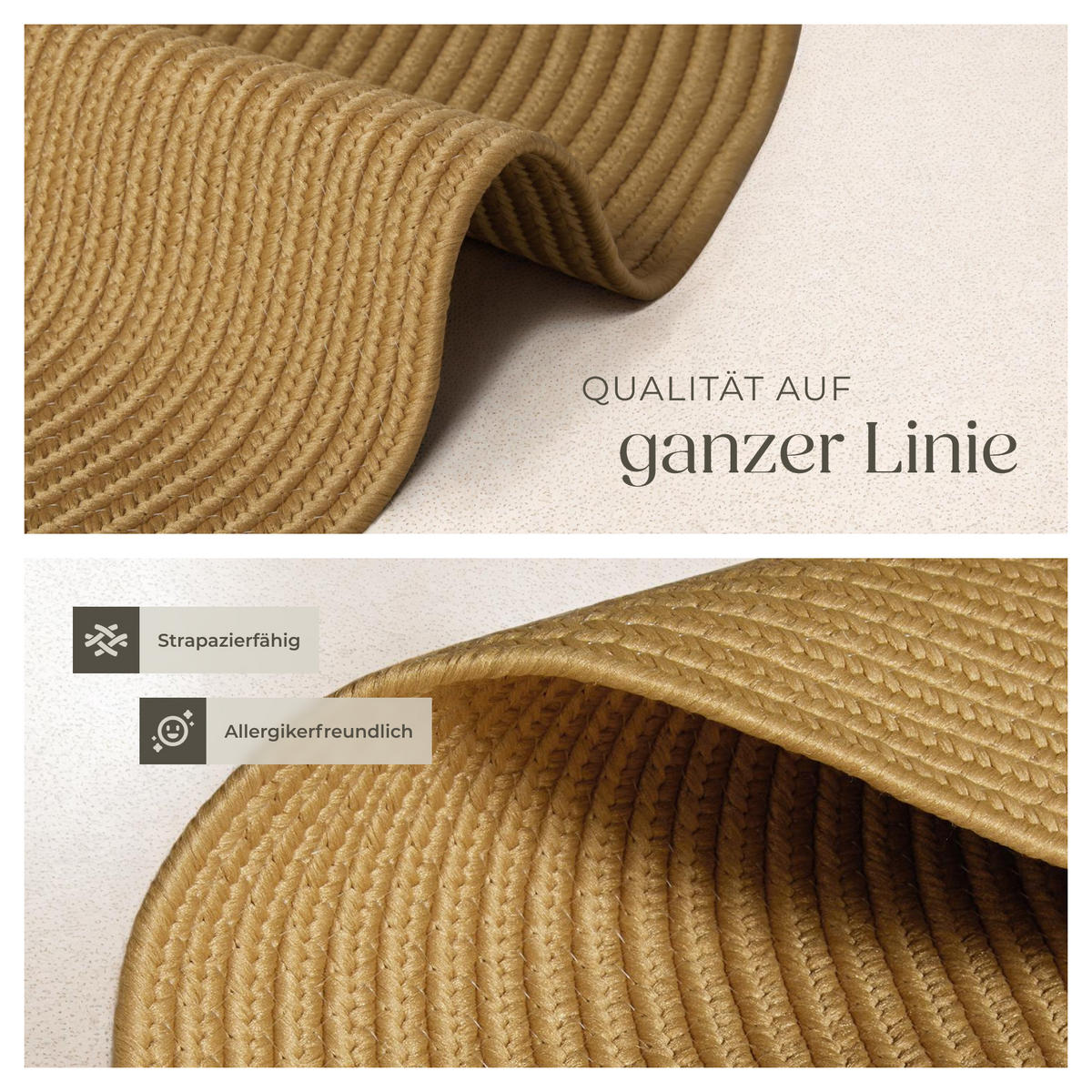 GEFLOCHTENER-TEPPICH Raya,strapazierfähig und pflegeleicht,braun - Braun, Textil (160/160cm) - tectake