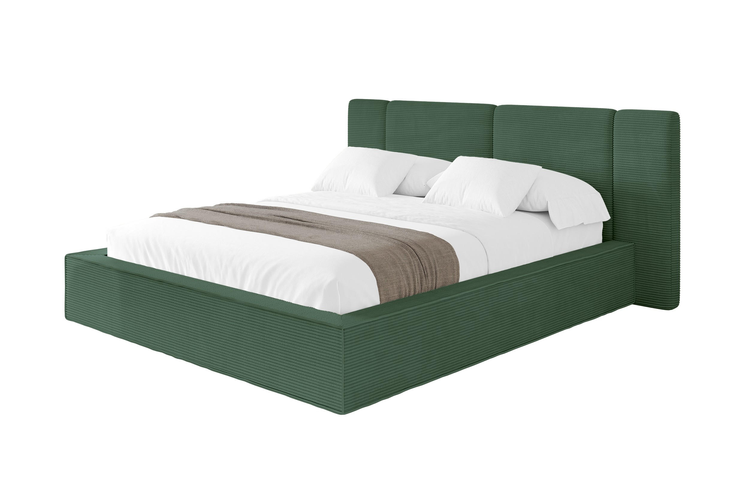 POLSTERBETT mit Bettkasten und Lattenrost, Bett mit Matratze H3/H4 - RIVO 140x200 Grün - Grün, Holzwerkstoff/Textil (140/200cm) - ALTDECOR