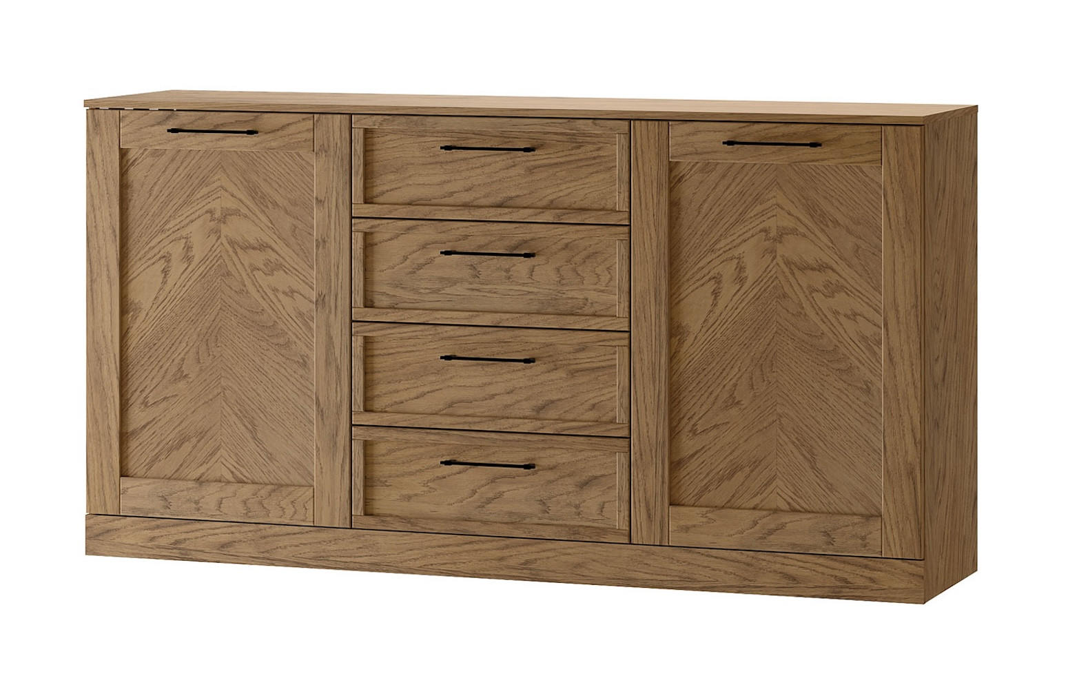 KOMMODE Cozy Eiche Rustikal 170 / 42 / 90cm - Eichefarben/Braun, Holz/Metall (170/90/42cm) - Feldmann-Wohnen
