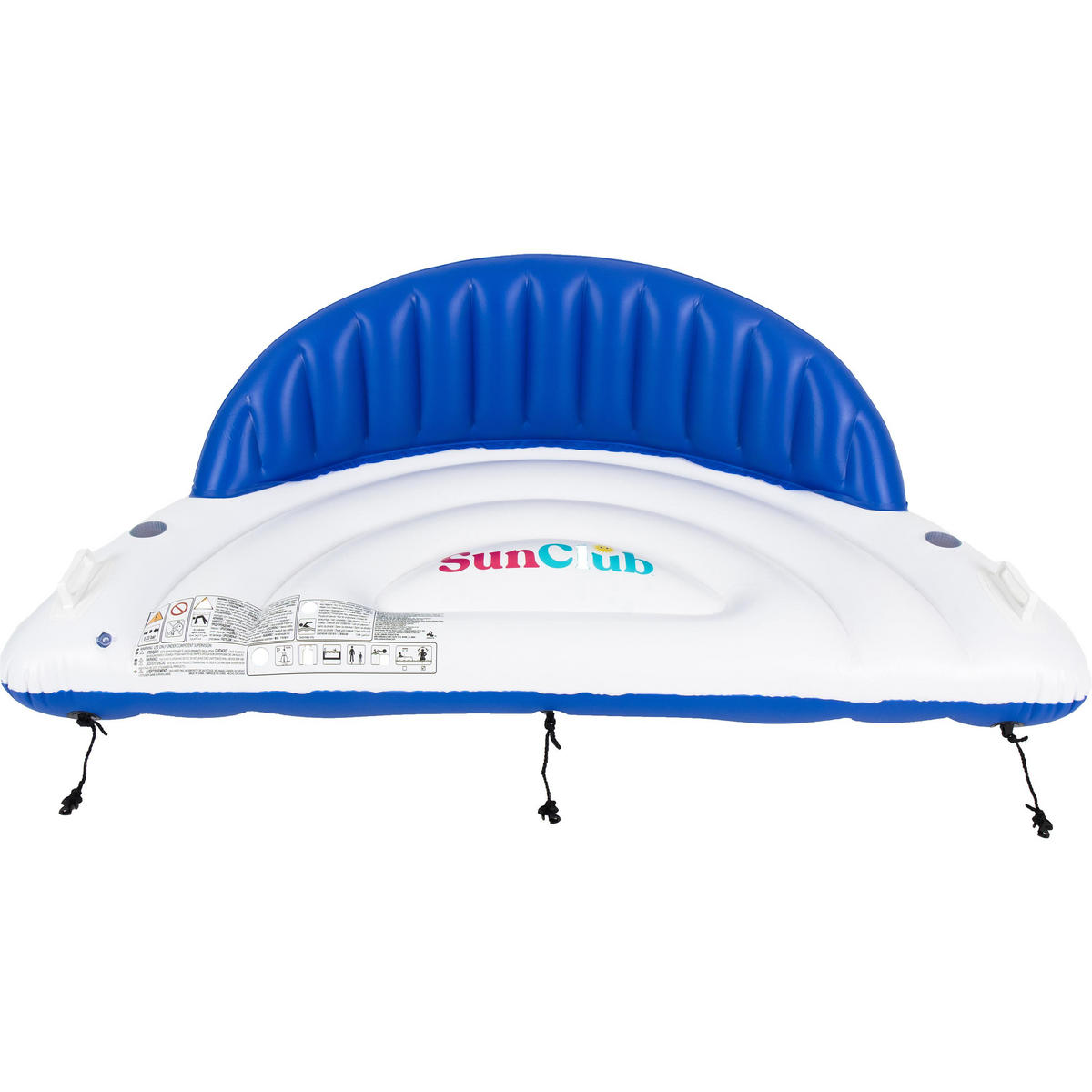 LUFTMATRATZE Wasserliege 207 x 105 x 71cm mit Rückenlehne Getränkehalter - Blau/Weiß, Kunststoff (207/105/71cm) - SunClub