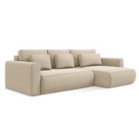 ECKSOFA mit Schlaffunktion Samt Stoff Beige - Beige/Creme, Kunststoff/Textil (278/149cm) - Makamii
