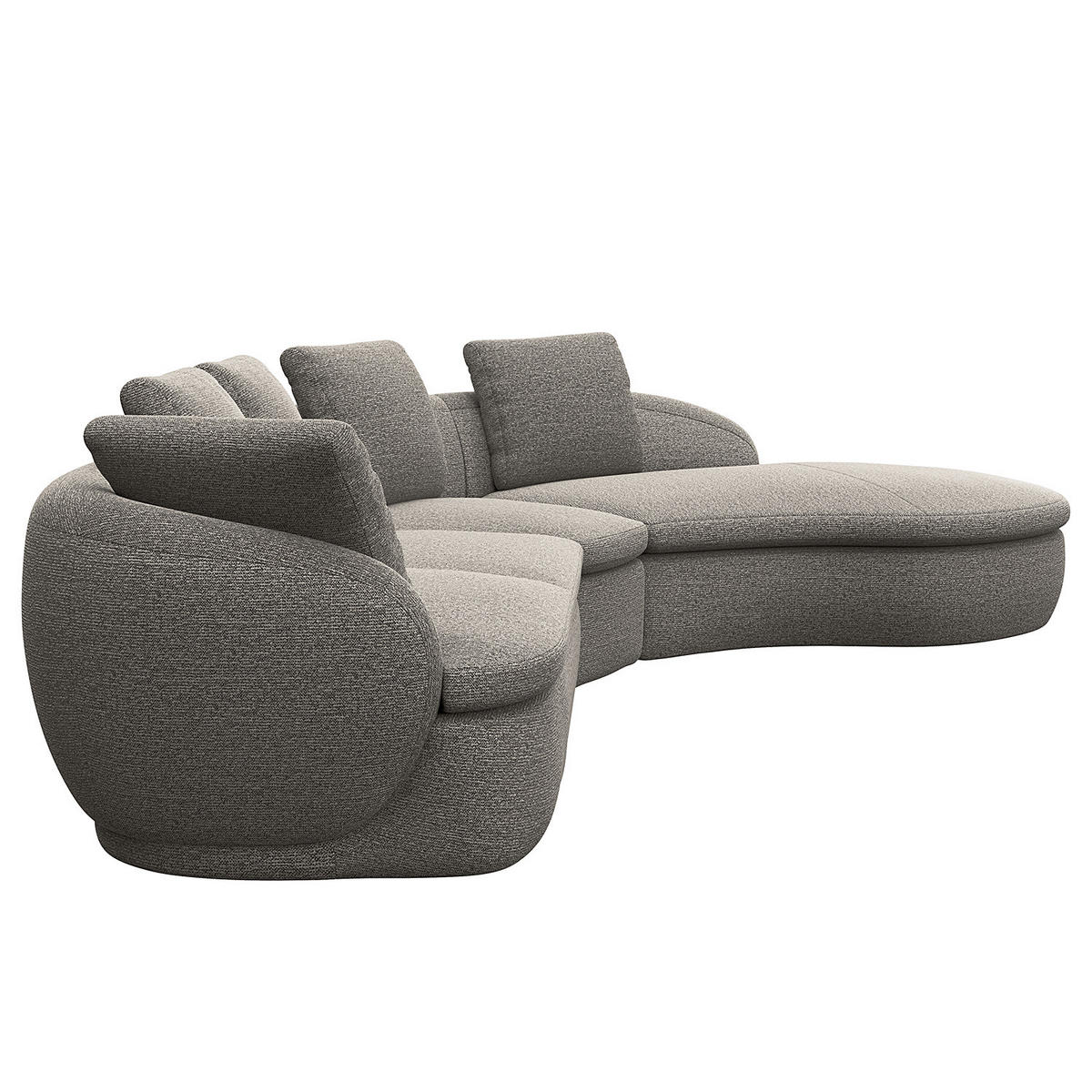 ECKSOFA mit Rundecke - Schwarz/Grau, Kunststoff/Textil (340/225cm) - home24