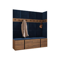 GARDEROBEN-SET Orion II - Blau/Nussbaumfarben, Holzwerkstoff/Kunststoff (168/186/46cm) - MIRJAN24