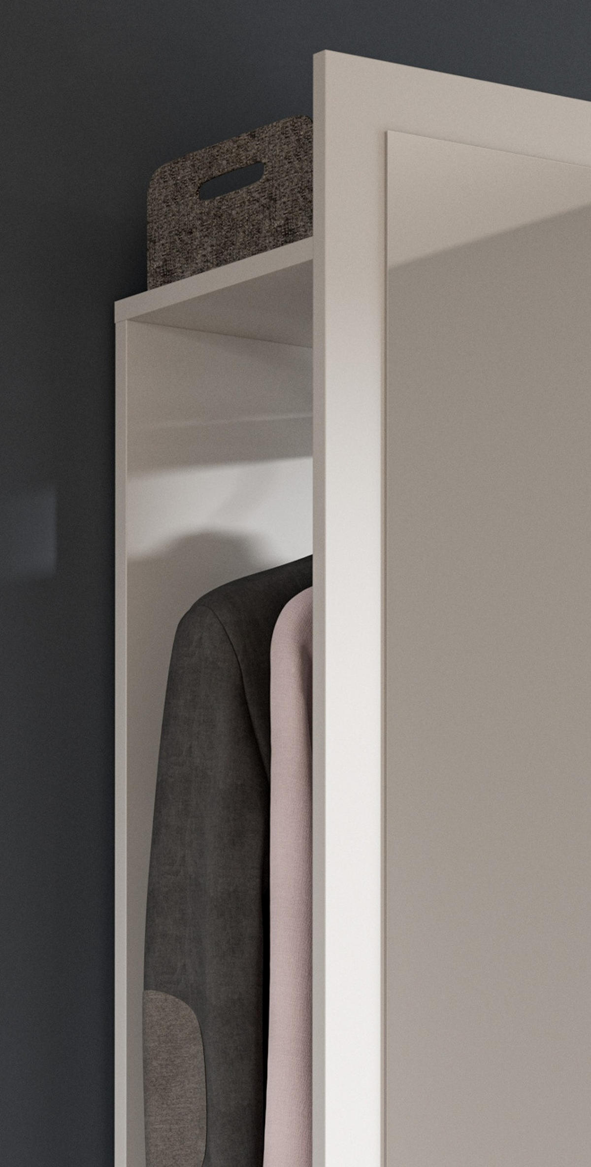 KOMPAKTGARDEROBE weiß, Eiche Nox, Garderobe mit Spiegel 45 x 190 cm - Eichefarben/Silberfarben, Glas/Holzwerkstoff (45/190/38cm) - Inn.Furn