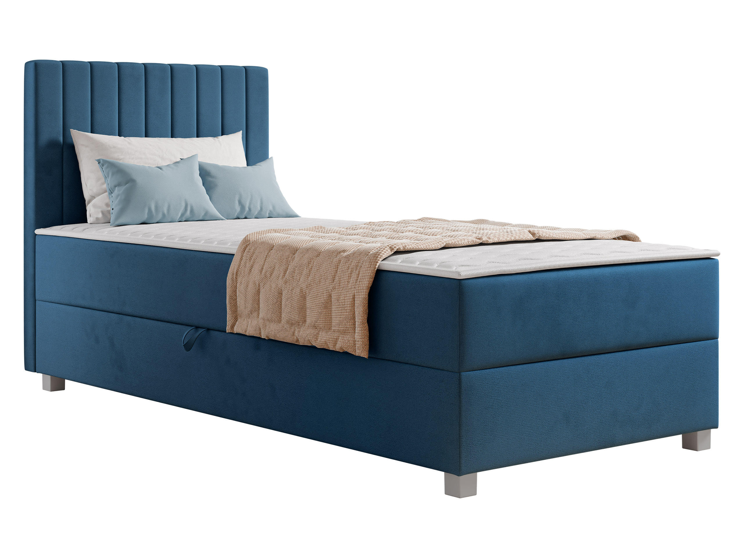 BOXBETT Viki - Blau/Silberfarben, Holzwerkstoff/Kunststoff (90/200cm) - MIRJAN24