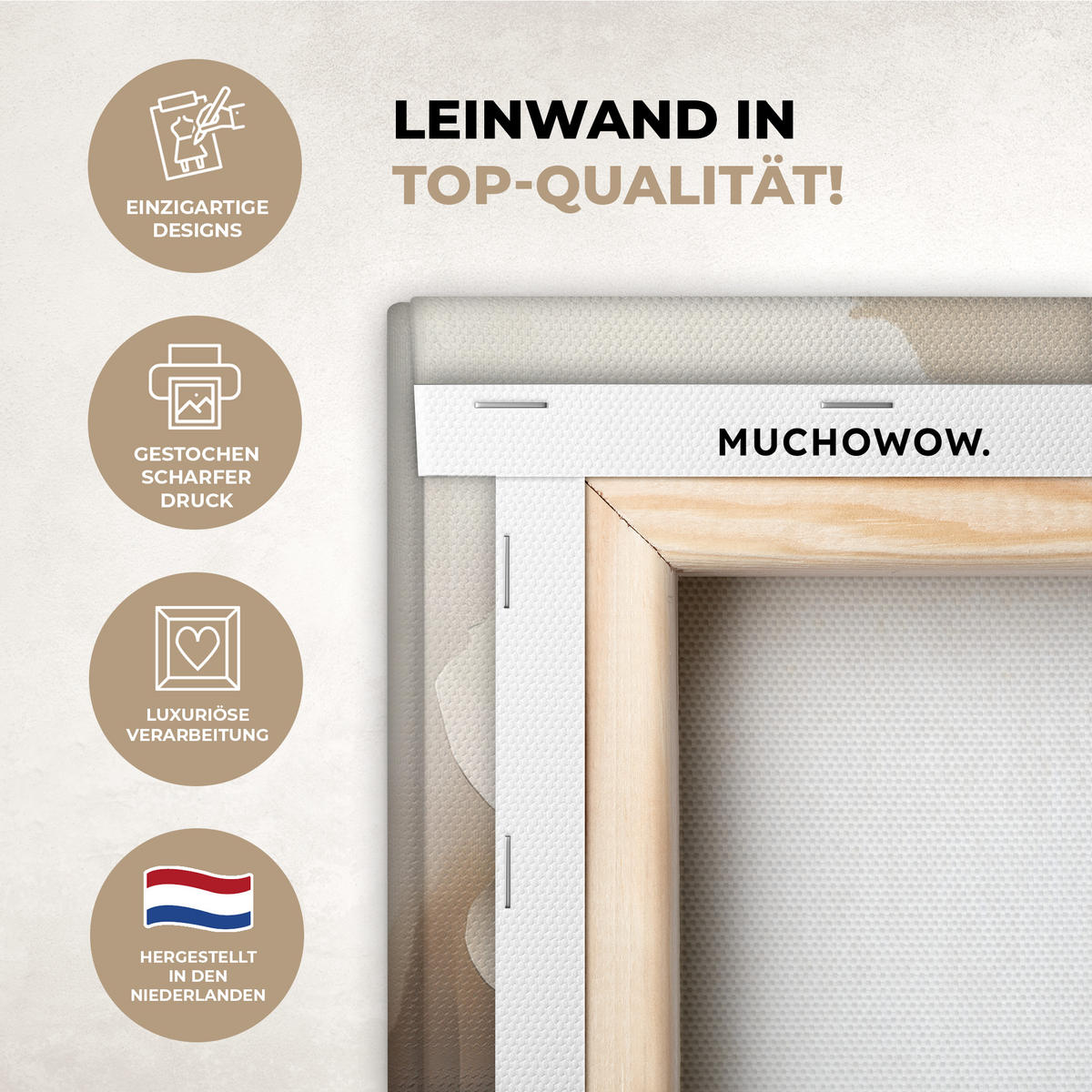 LEINWANDBILD Blume - Beige - Farbe - Schatten Deko Wohnzimmer 20x30 cm - Creme, Textil (20/30cm) - MuchoWow