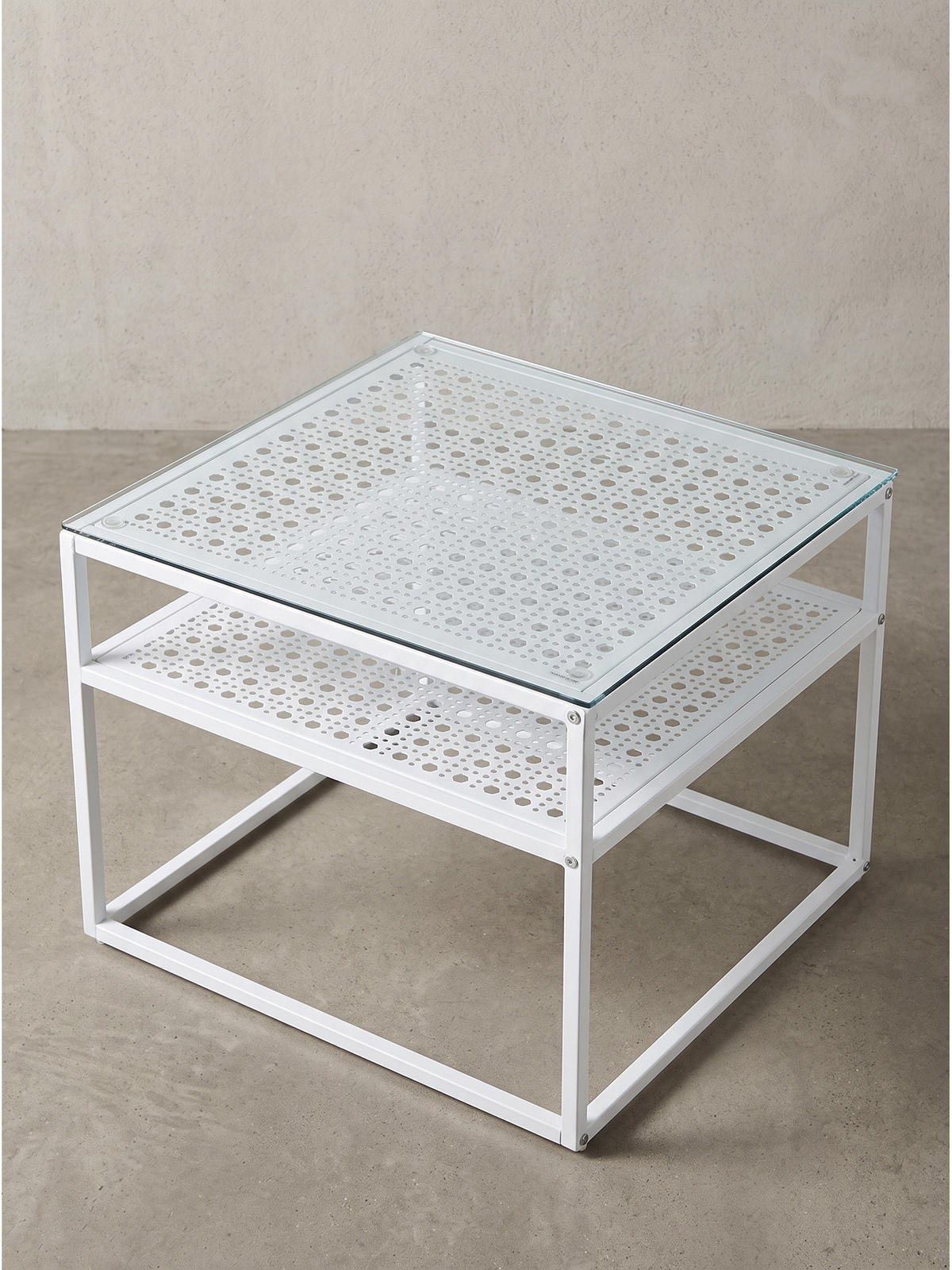 COUCHTISCH ALCUDIA, Einscheibensicherheitsglas, Weiß, 60 x 60 x 45 cm - Weiß, Glas/Metall (60/60/45cm) - KADIMA DESIGN