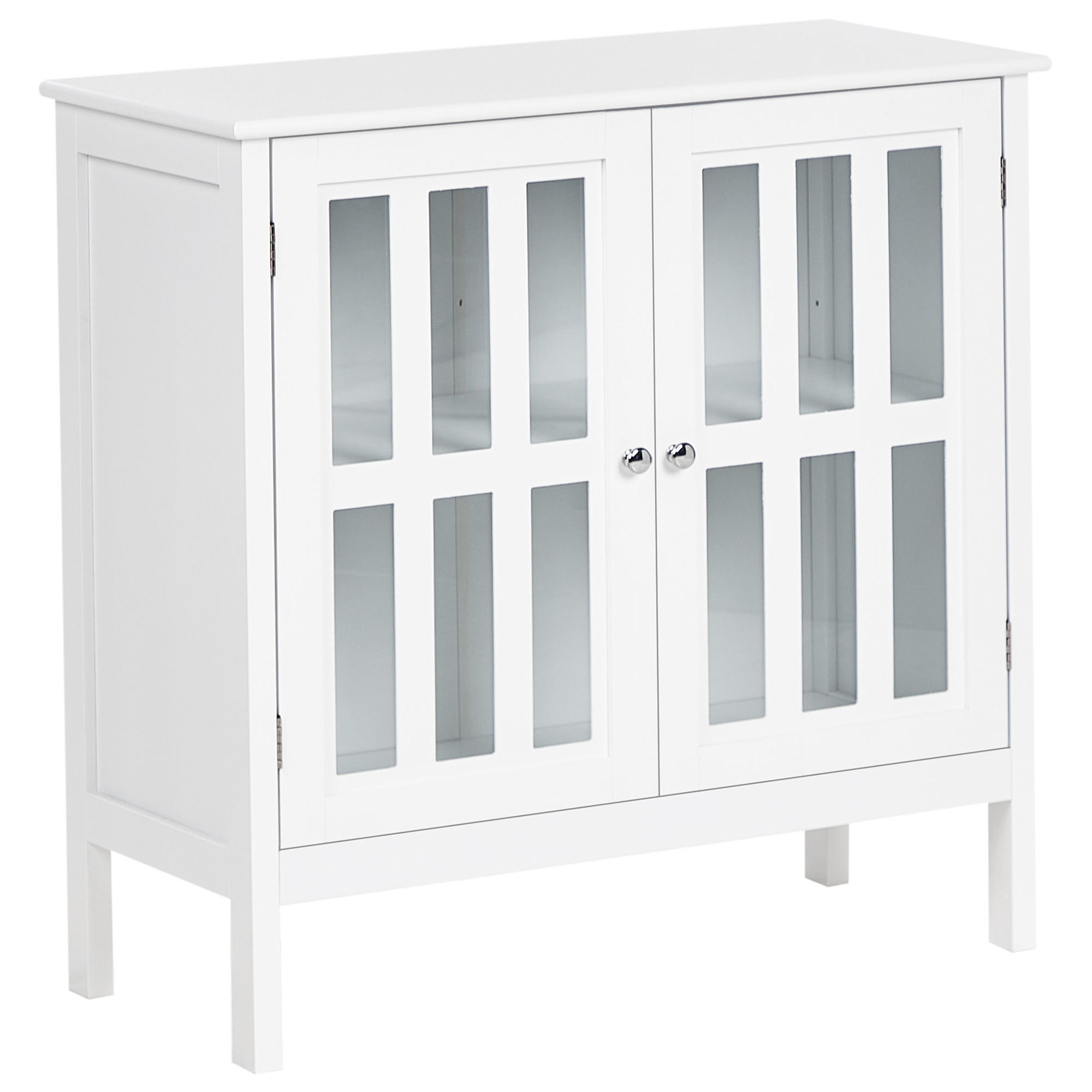 SIDEBOARD se skleněnými dveřmi 80 cm Bílý Miram - bílá, kompozitní dřevo (80/78/36cm) - Beliani