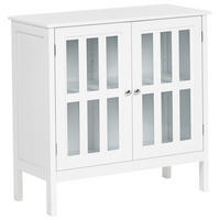SIDEBOARD se skleněnými dveřmi 80 cm Bílý Miram - bílá, kompozitní dřevo (80/78/36cm) - Beliani