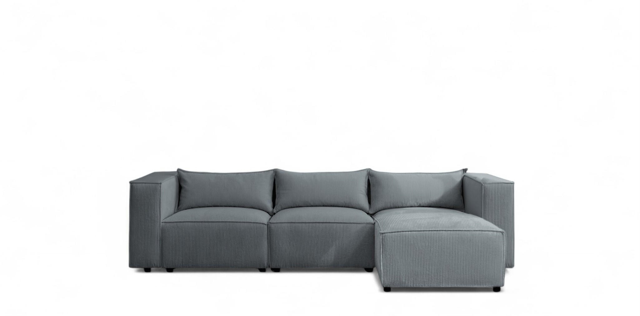 ECKSOFA Nevio - Blaugrau, Holzwerkstoff/Textil (290/185cm) - Fun Möbel