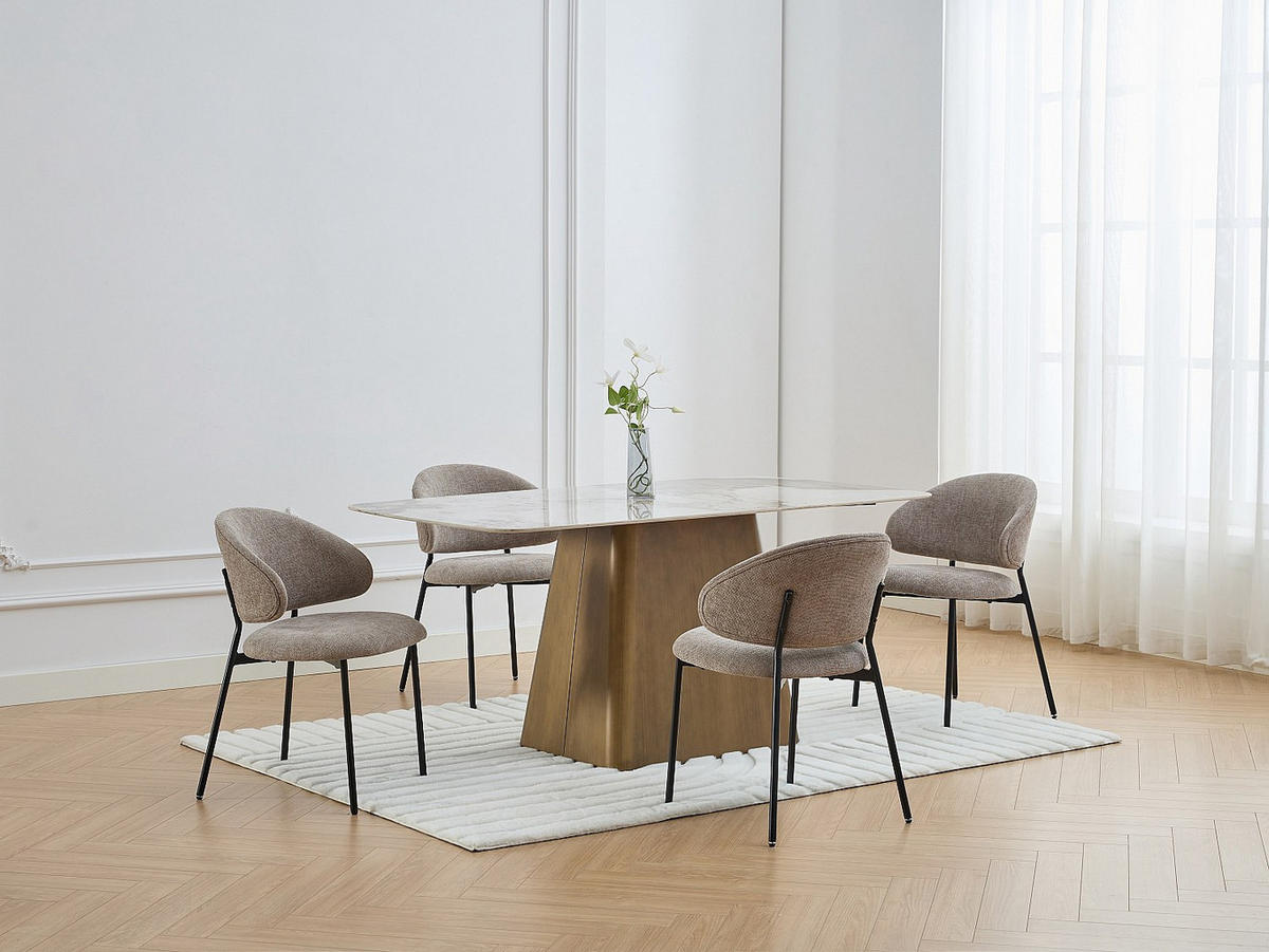 STUHL - 51cm x 54.5cm - Polyester - taupe - VOSINIA - Taupe, Textil (51/75/54.5cm) - Vente-Unique