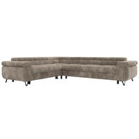 ECKSOFA NORDEN L - Hellbraun Cord - Rechts Seite - Hellbraun/Schwarz, Textil/Metall (329/269cm) - MKS