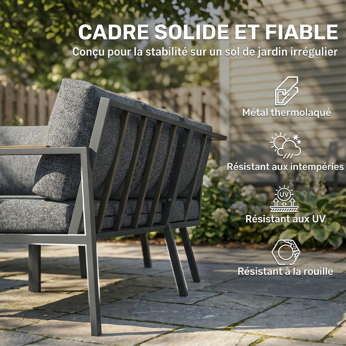 LOUNGEGARNITUR DE-13536 5-sitzig mit 2 Sofas & Tisch Dunkelgrau - Dunkelgrau, Metall - ComfortXL