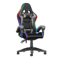LED-GAMING-STOLICA Crno-Siva,Podesiva Visina,Lumbalna Potpora,Naslon za Glavu - siva, koža (53.5/117/54cm) - Rattantree