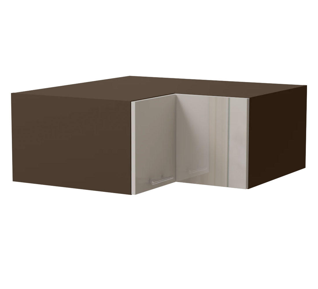 ECKAUFSATZSCHRANK Brerra W14/90/36 Lava / RAL 9001 creme Hochglanz 90 / 90 / 36cm - Dunkelgrau/Creme, Holz/Holzwerkstoff (90/36/90cm) - Feldmann-Wohnen