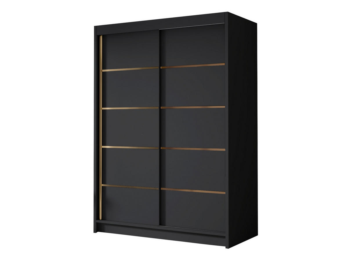 SCHIEBETÜRENSCHRANK Lungo IV - Goldfarben/Schwarz, Holzwerkstoff/Metall (120/200/58cm) - MIRJAN24