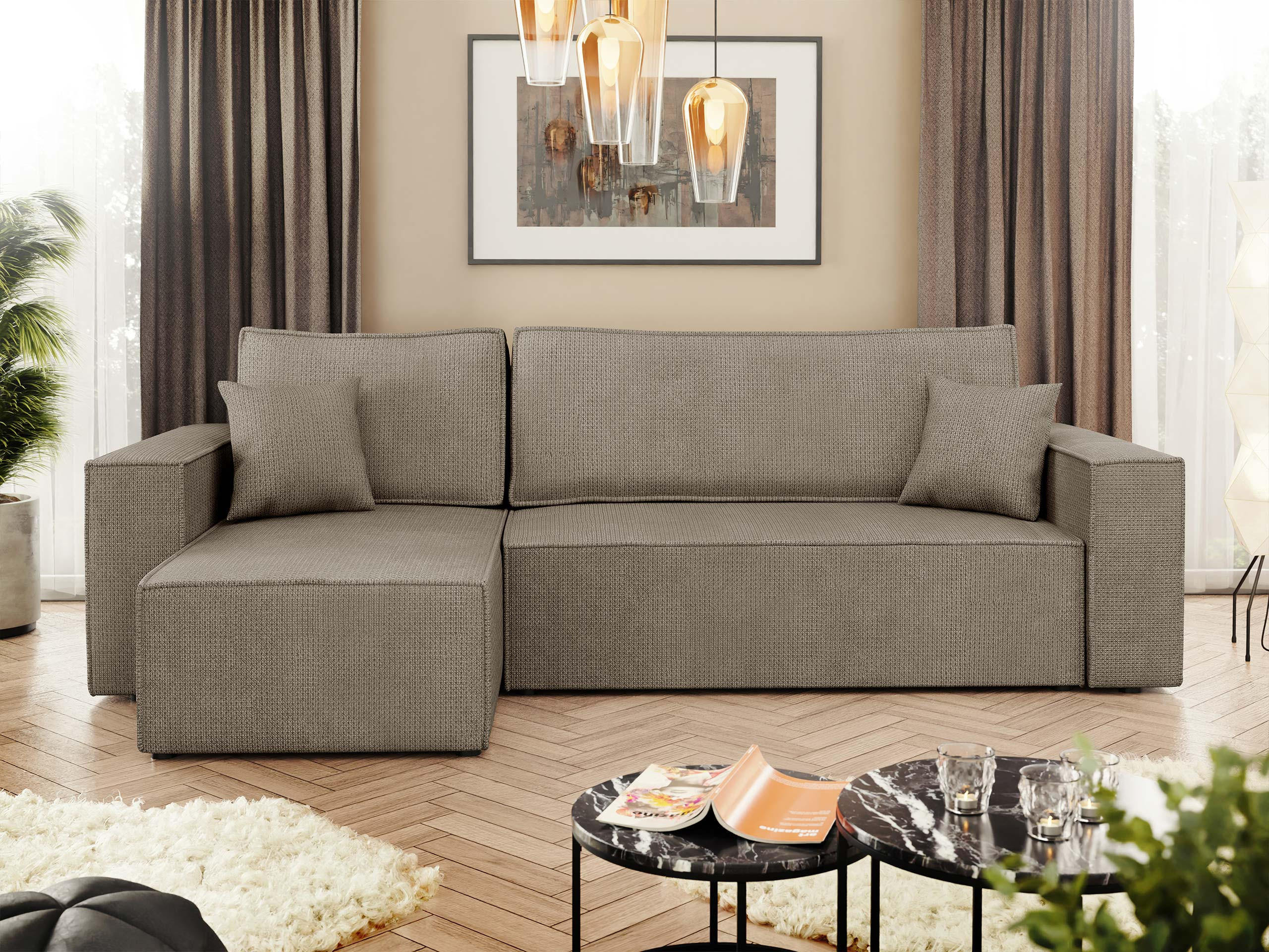 ECKSOFA Karl - Hellbraun/Schwarz, Holz/Kunststoff (244/145cm) - MIRJAN24