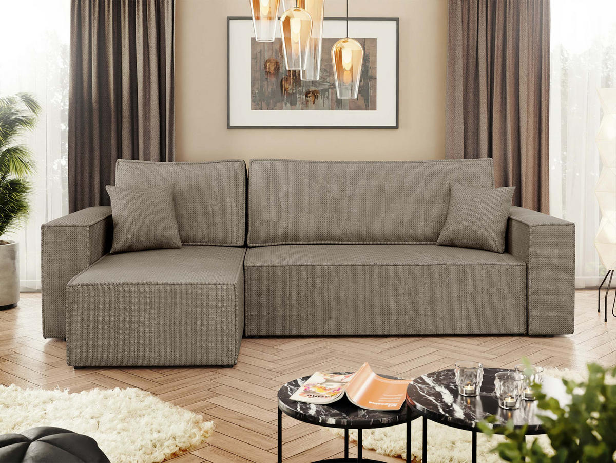 ECKSOFA Karl - Hellbraun/Schwarz, Holz/Kunststoff (244/145cm) - MIRJAN24