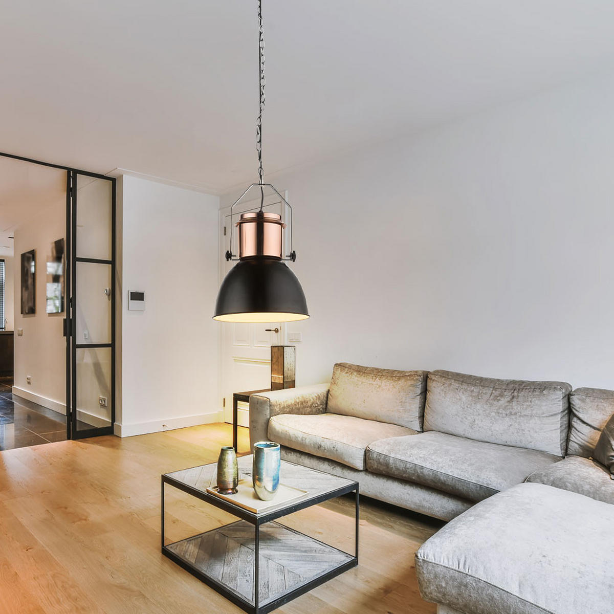 LED HÄNGELEUCHTE Kupfer Schwarz - Schwarz, Metall (27/27/120cm) - Globo Lighting