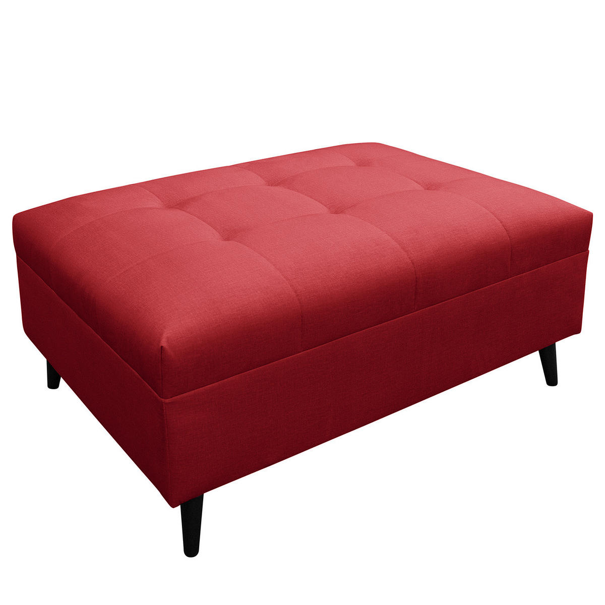 ECKSOFA mit Ottomane und Hocker - Rot/Schwarz, Holz/Birkenholz (247/174cm) - home24