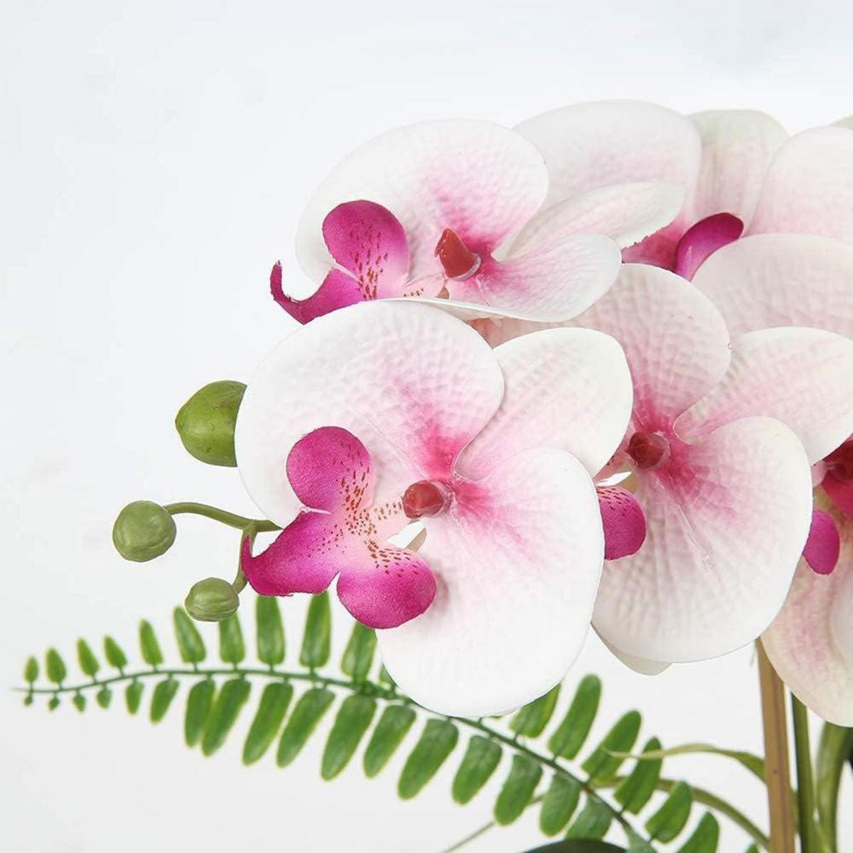 KUNSTBLUMEN Orchidee Phalaenopsis Bonsai 38 cm Rosa Silbertopf - Rosa, Kunststoff (38cm)
