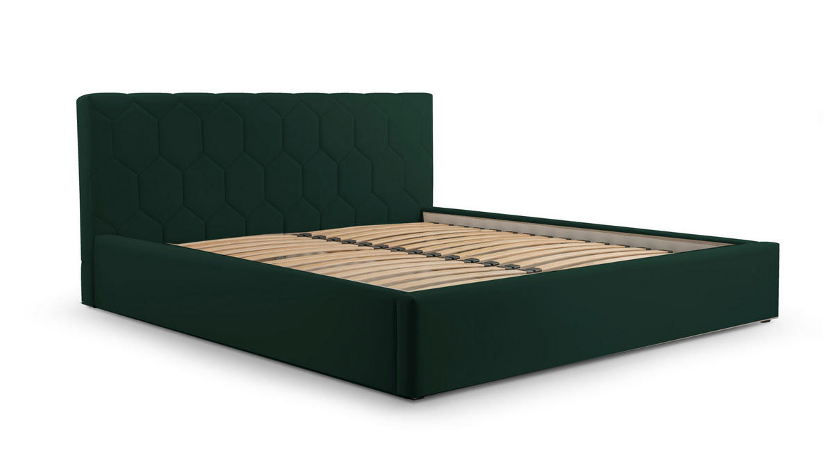 POLSTERBETT Bett 02 - 160x200 - Bottle Green - Dunkelgrün, Holz/Textil (160/200cm) - Möblo