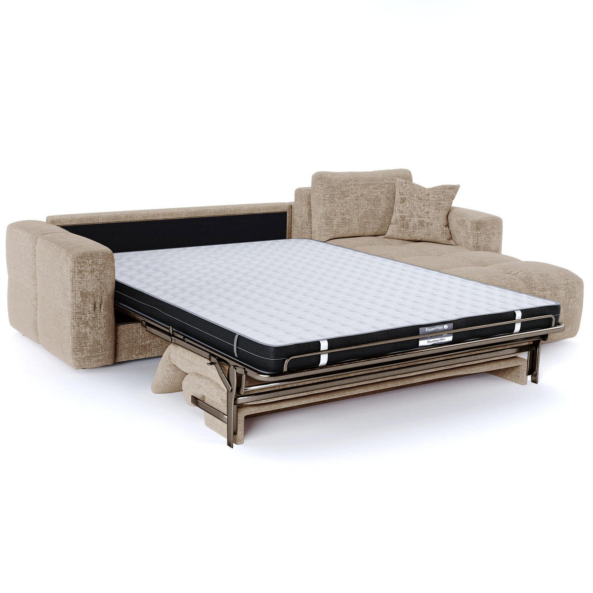 ECKSOFA rechtwinklig VIBE Geprägter Samt Beige 286cm - Beige, Textil (286/165cm) - Premium Interiors