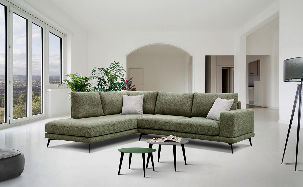 ECKSOFA MEDIOLANE 5-Sitzer, olivgrün - Olivgrün, Holzwerkstoff/Textil (219/282cm) - Courtois Laville