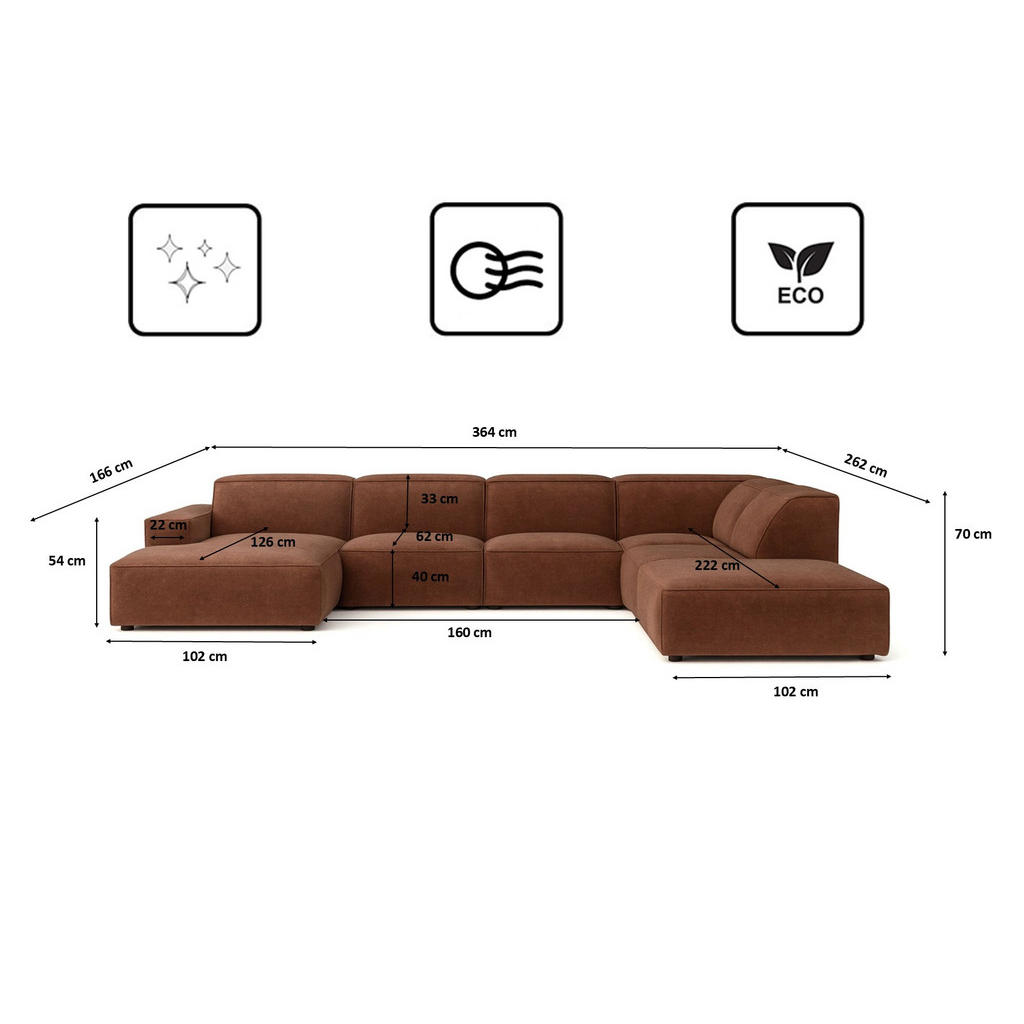 Thumbnail - Kaiser Möbel Ecksofa, Dunkelbraun, Holz, 364x262 cm, Wohnzimmer, Sofas & Couches, Wohnlandschaften, Ecksofas