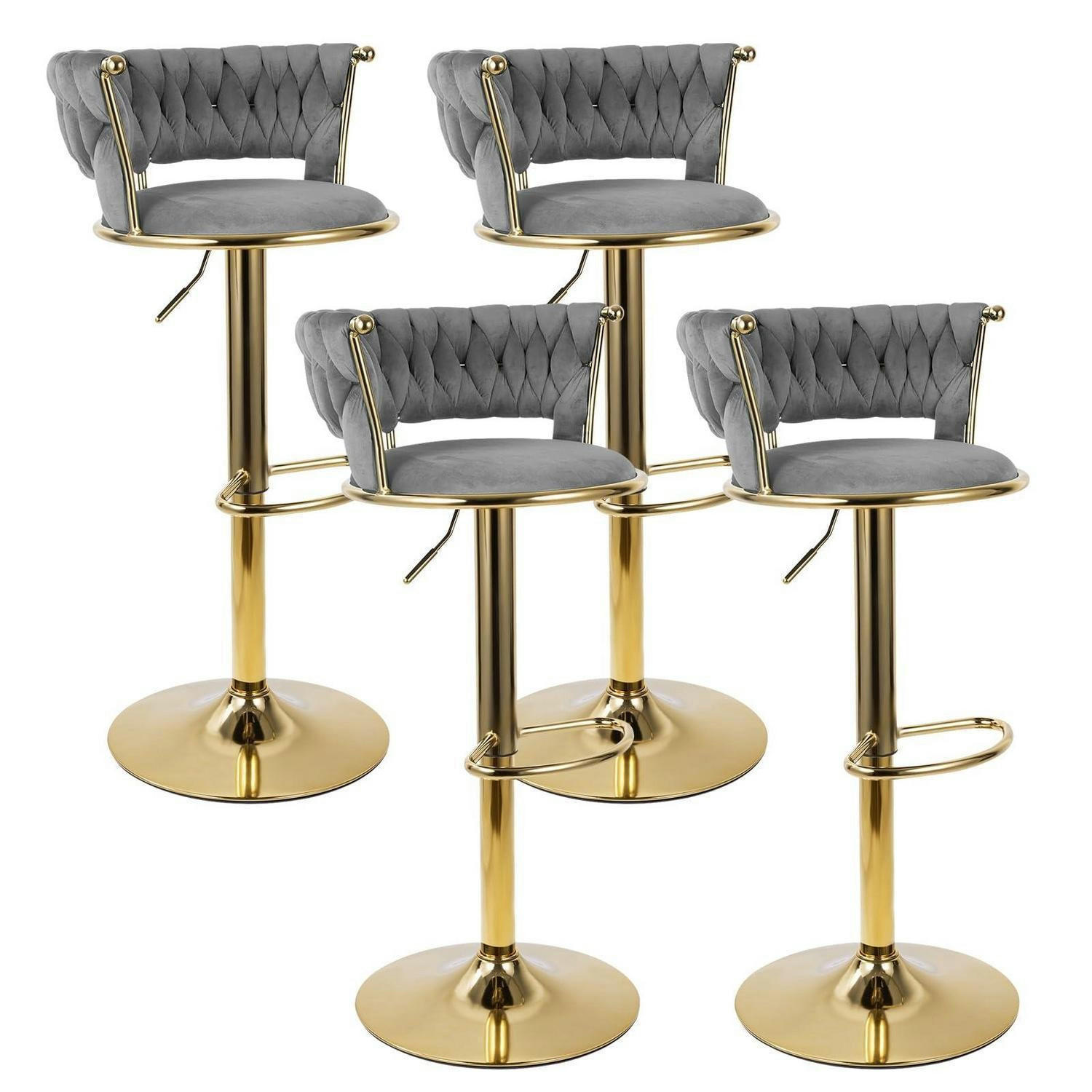 BARHOCKER 4er Set Höhenverstellbar mit Rückenlehne Gold/Dunkelgrau - Multicolor, Textil (46/100/46cm)