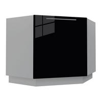 ECK-UNTERSCHRANK Platinium grau / schwarz Hochglanz 84 / 84 / 82cm - Schwarz/Grau, Holz/Holzwerkstoff (84/82/84cm) - Feldmann-Wohnen