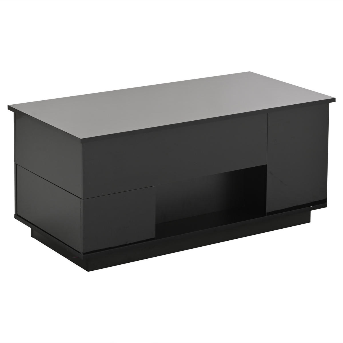 COUCHTISCH 3-tlg 100x50x45cm -höhenverstellbar mit LED und 2 Hockern - Schwarz, Holz (62.76/50.8/20.32cm) - Raelunyi