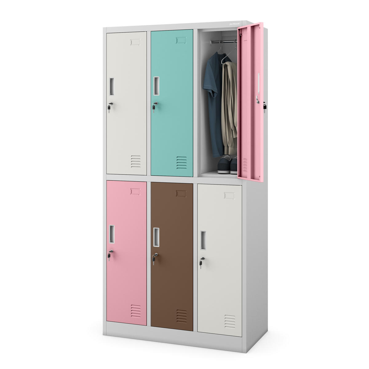 ARBEITSSCHUTZ-KLEIDERSCHRANK IGOR 185x90x45 cm - Pastellblau/Rosa, Metall (90/185/45cm) - Jan Nowak