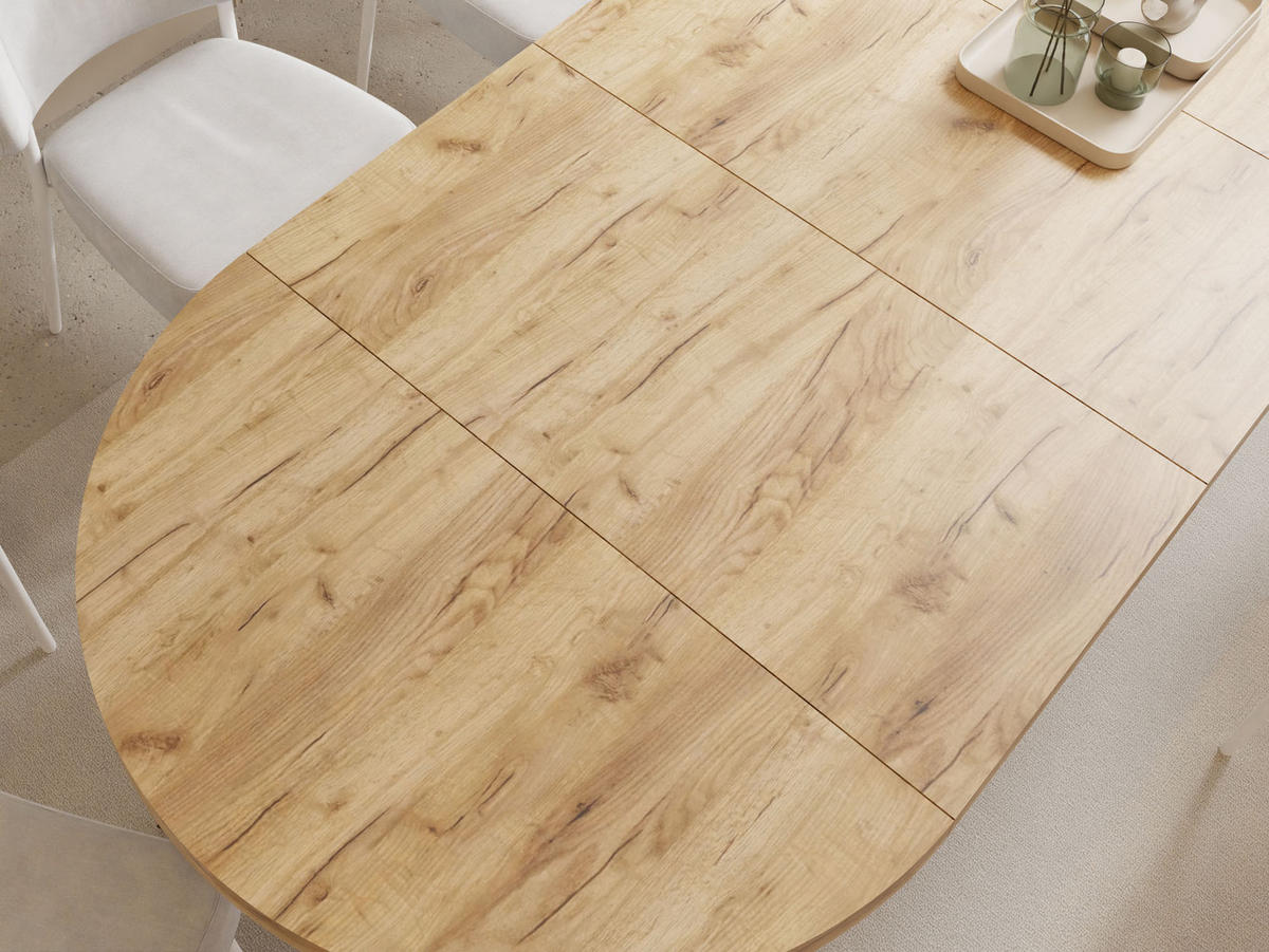 ESSTISCH Twixy XXL groß rund oval ausziehbar, Braun 100-250/100/76 cm - Eiche Wotan/Schwarz, Holz/Holzwerkstoff (100/100/76cm) - WFL GROUP